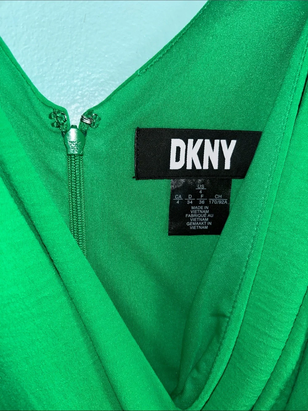 DKNY Vibrant Green Sleeveless Wrap Midi Dress